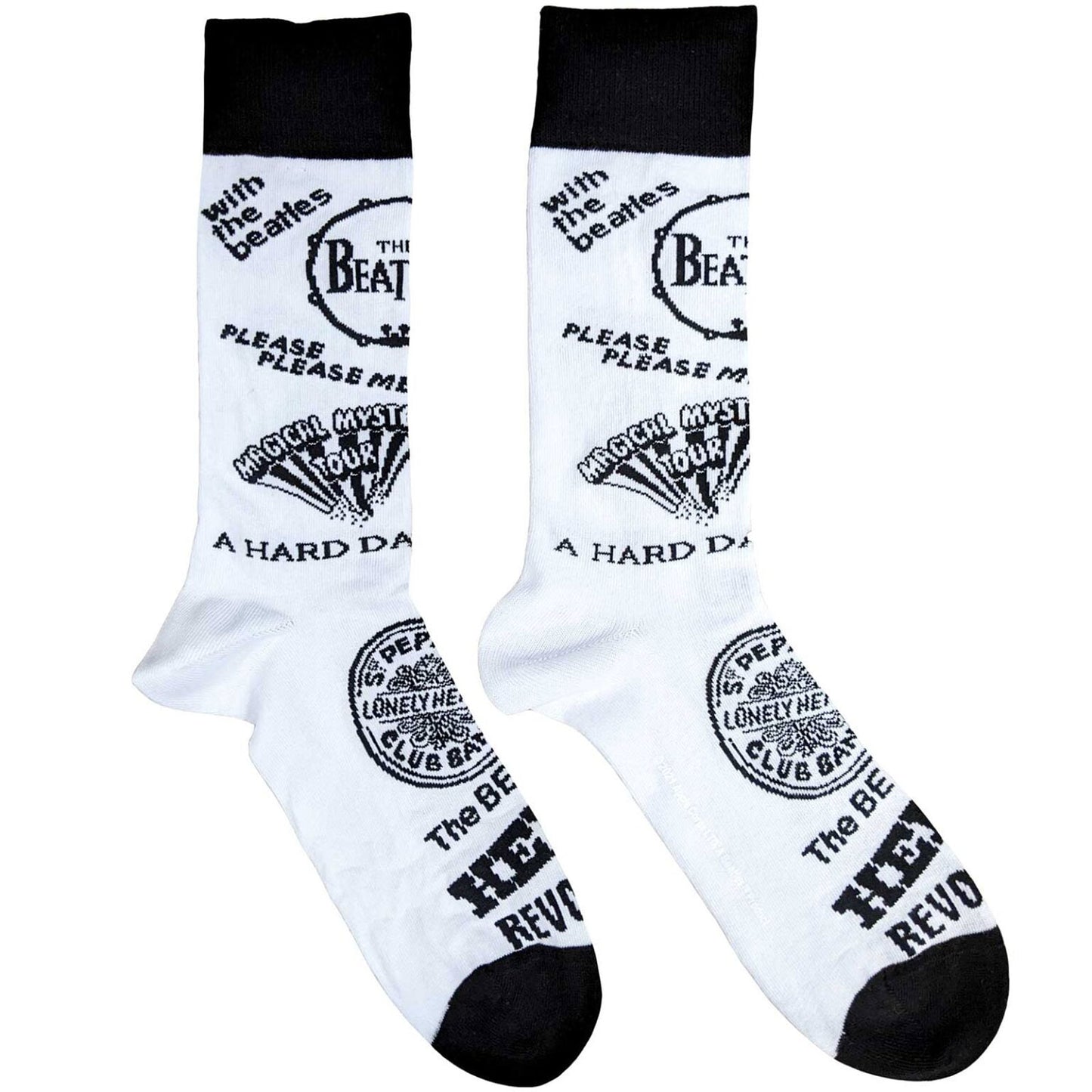Beatles Albums Monochrome (US Men's Shoe Size 8 - 12) Socks Front