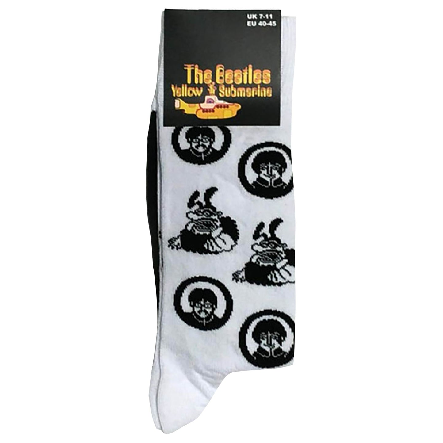Beatles Band & Meanies Monochrome (US Men's Shoe Size 8 - 12) Socks Back