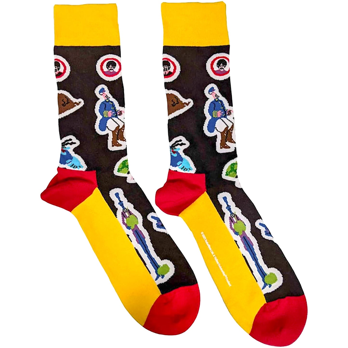 Beatles Portholes & Characters (US Men's Shoe Size 8 - 12) Socks Front