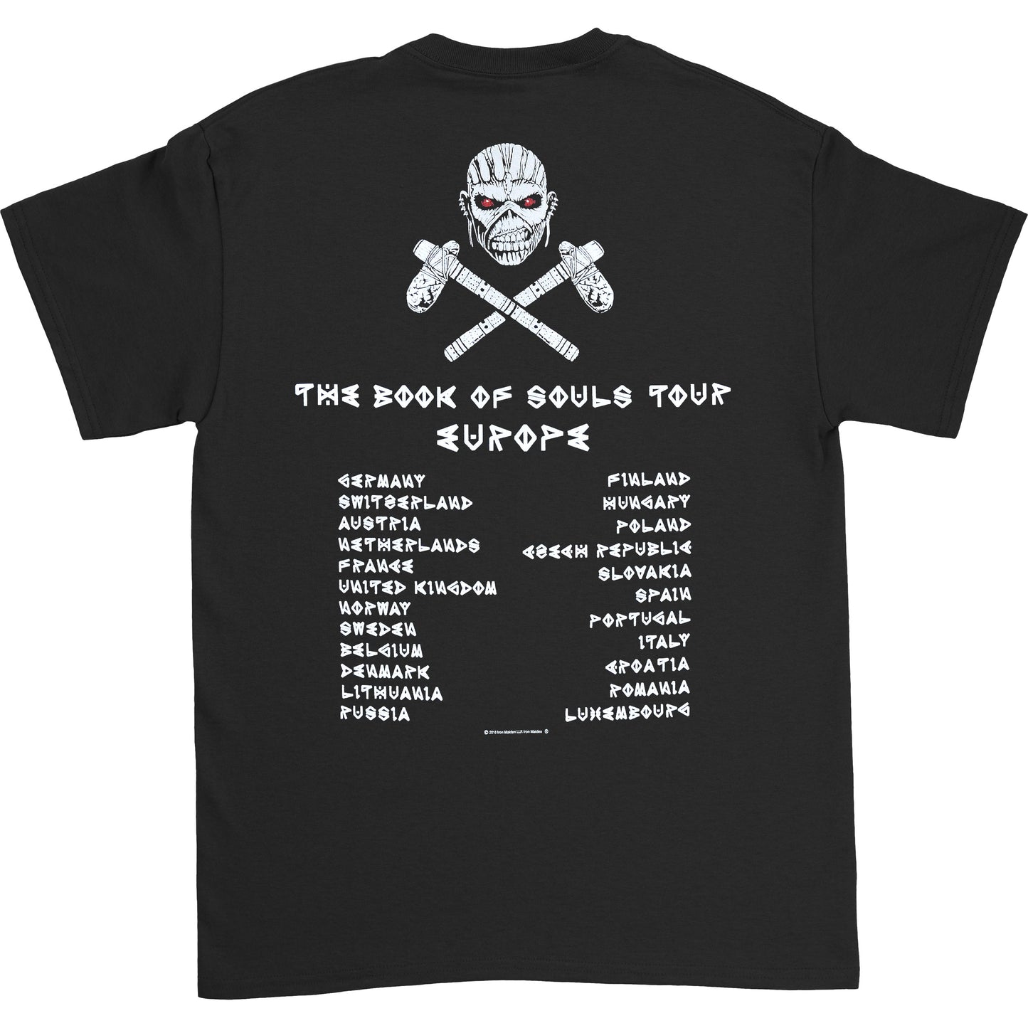 Iron Maiden Axe Eddie Book of Souls European Tour V.2 (Back Print) Slim Fit T-shirt Back