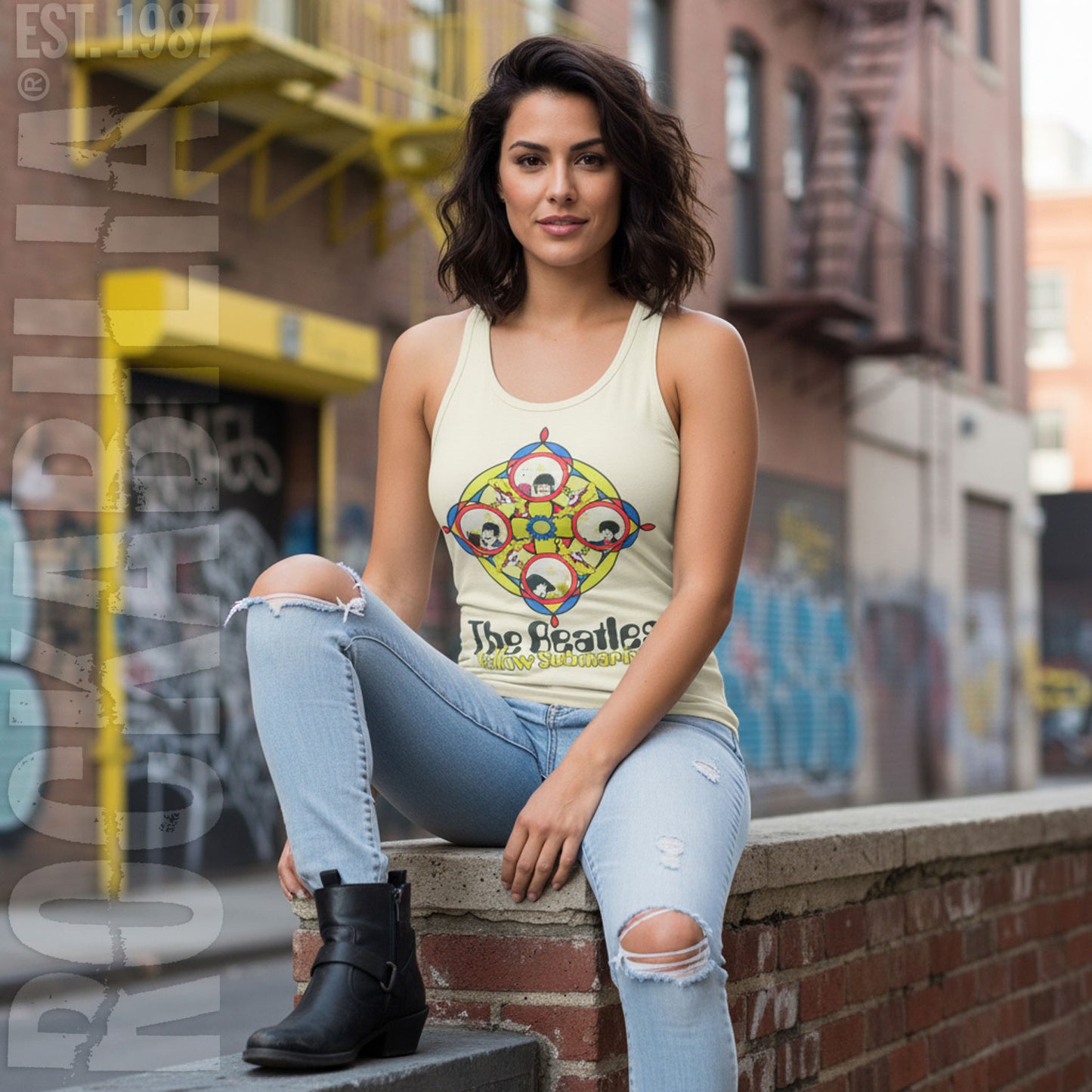 Beatles Yellow Submarine & Portholes Womens Tank Alt 2