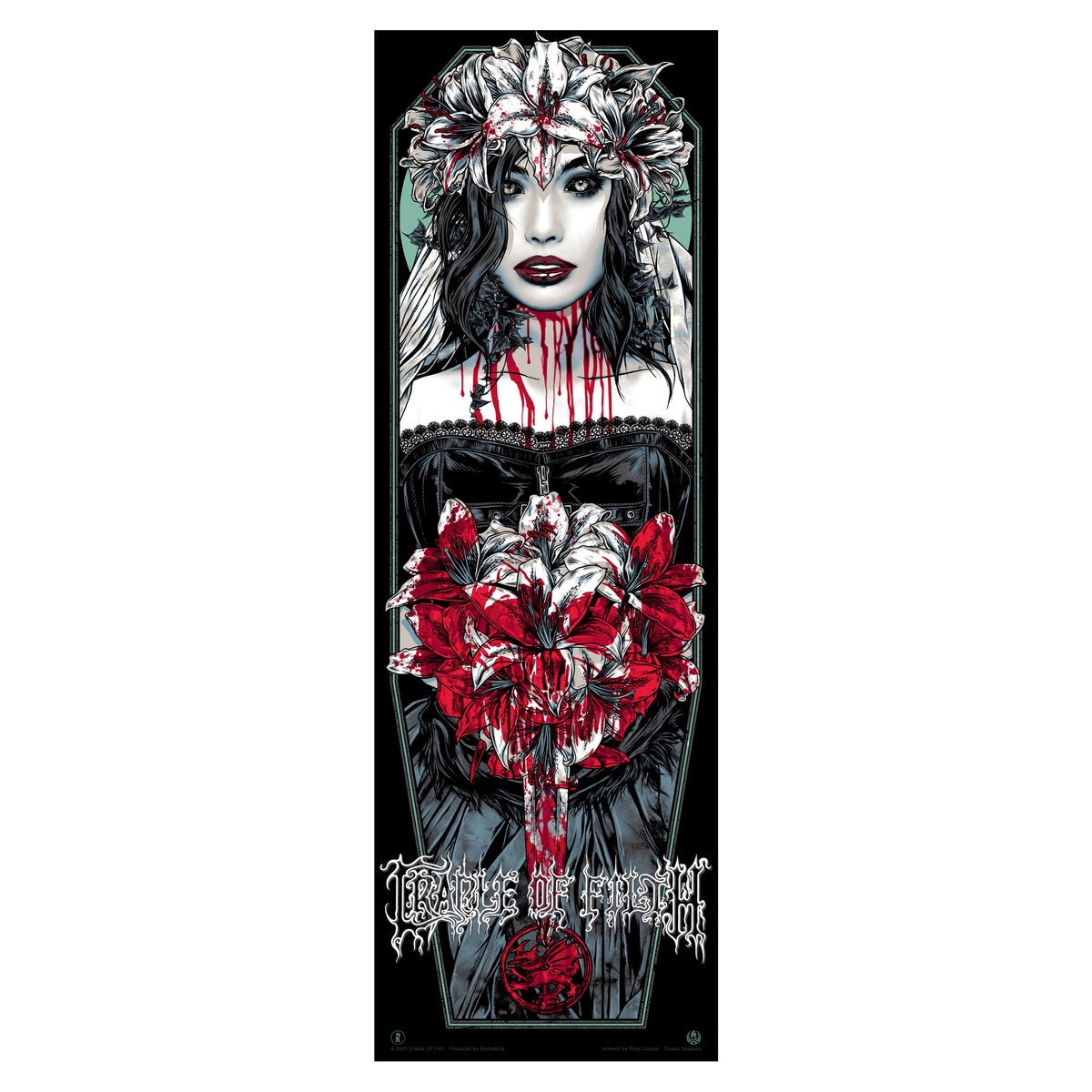 Cradle Of Filth Bride (Green) by Rhys Cooper Limited Screenprint Front
