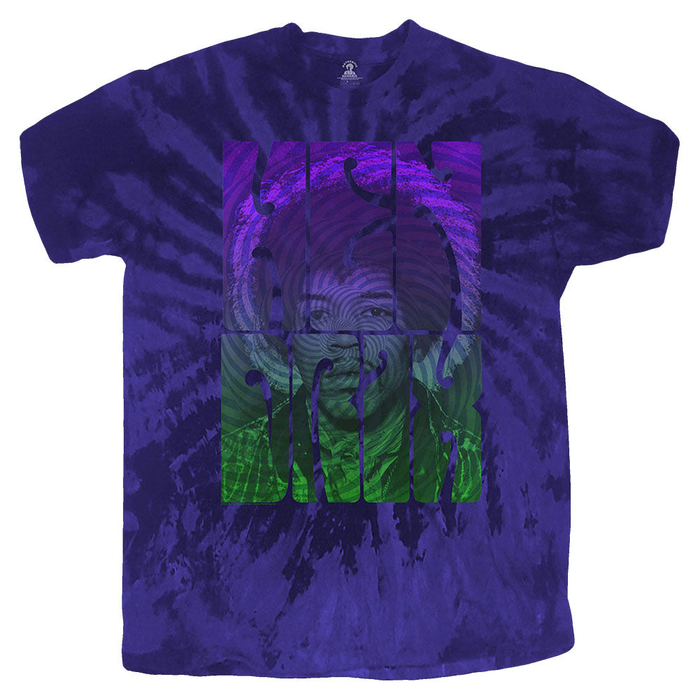Jimi Hendrix Swirly Text (Dip-Dye) Tie Dye T-shirt Front