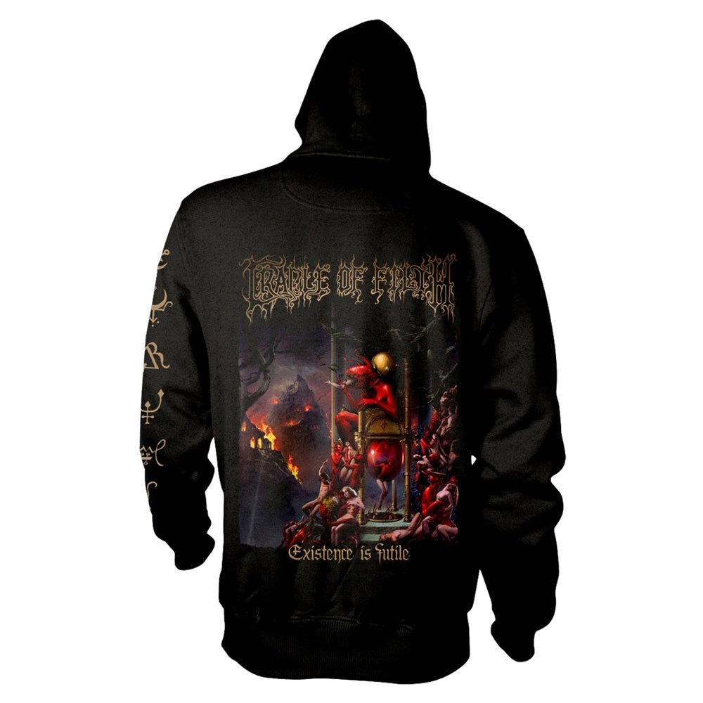 Cradle Of Filth Existence (all Existence) Zippered Hooded Sweatshirt Back