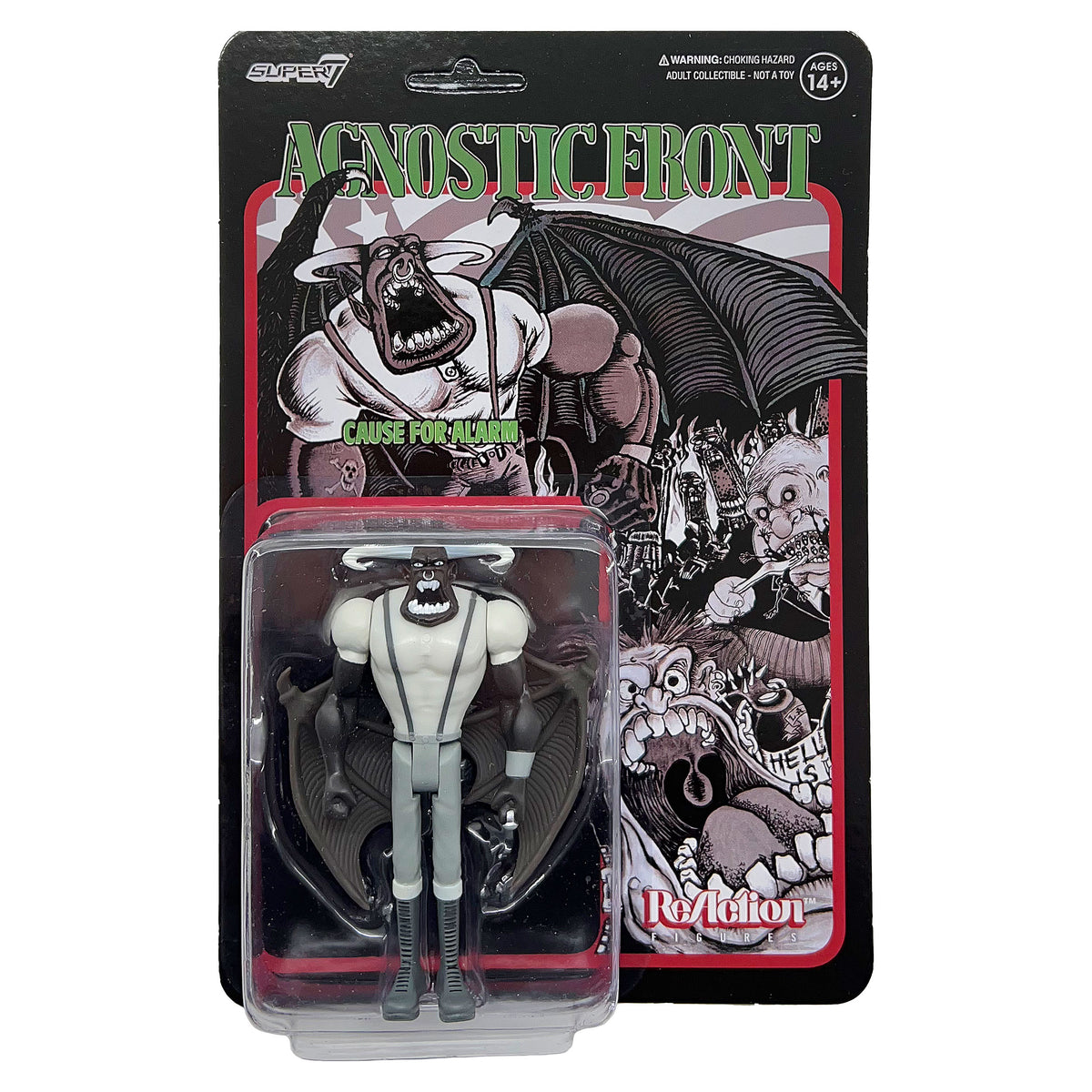 Agnostic Front Super7 Cause For Alarm Eliminator (Grayscale) 3.75" ReAction Figure Action Figure Front
