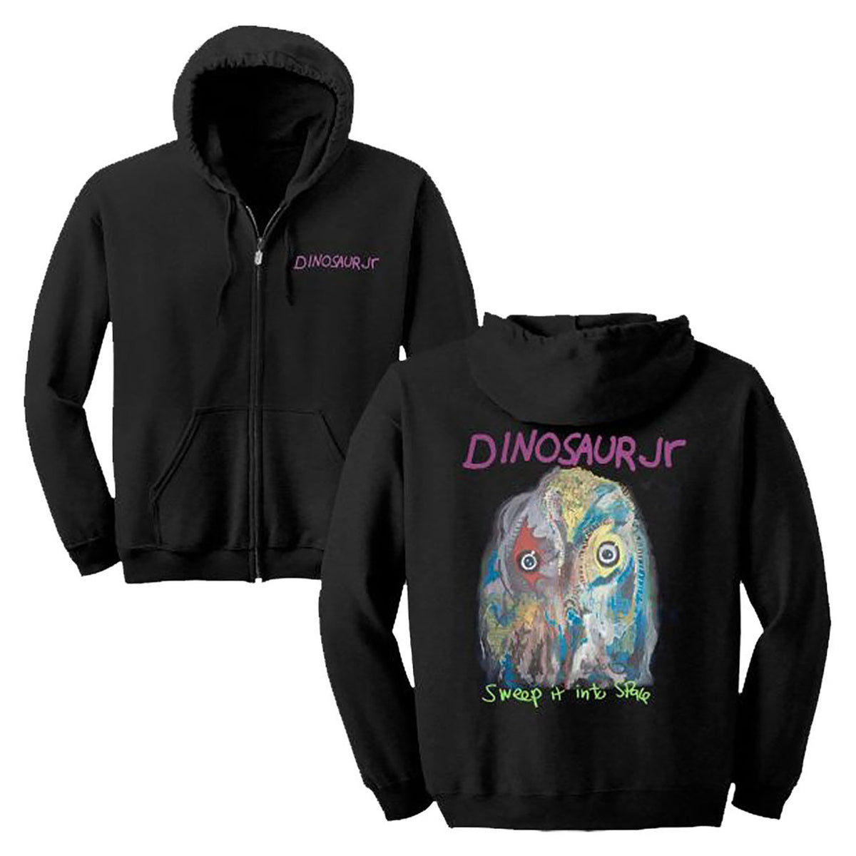 Dinosaur Jr Sweep It Into Space Hoodie Zippered Hooded Sweatshirt Front