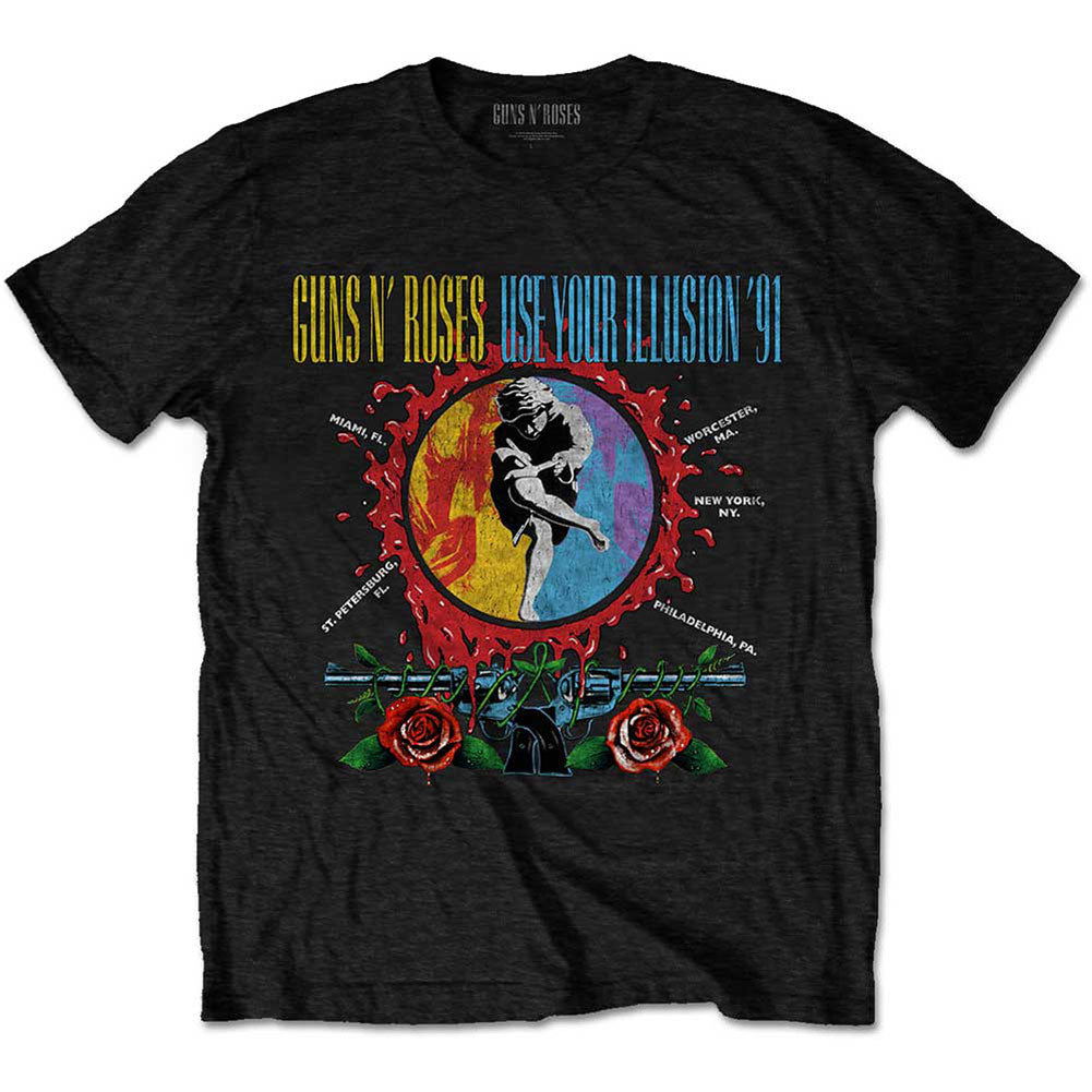 Guns N Roses Use Your Illusion Circle Splat Slim Fit T-shirt Front