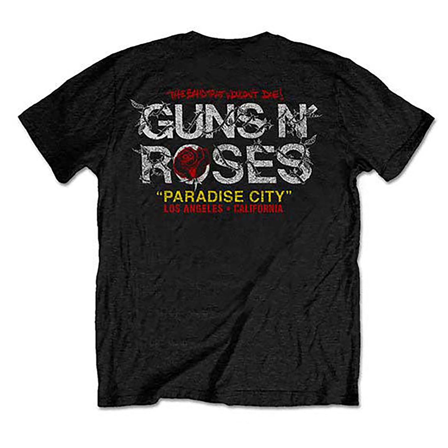 Guns N Roses Rose Circle Paradise City (Back Print) Slim Fit T-shirt Back