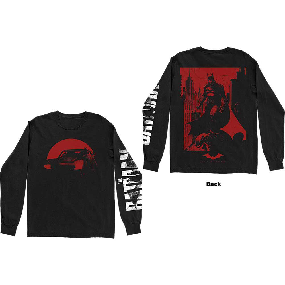 The Batman Red Car & Figure (Back & Sleeve Print) Long Sleeve Front