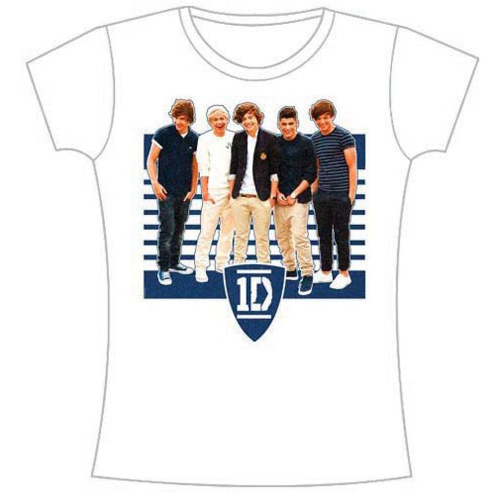 One Direction One Ivy League Stripes (Skinny Fit) Ladies T-Shirt Junior Top Front