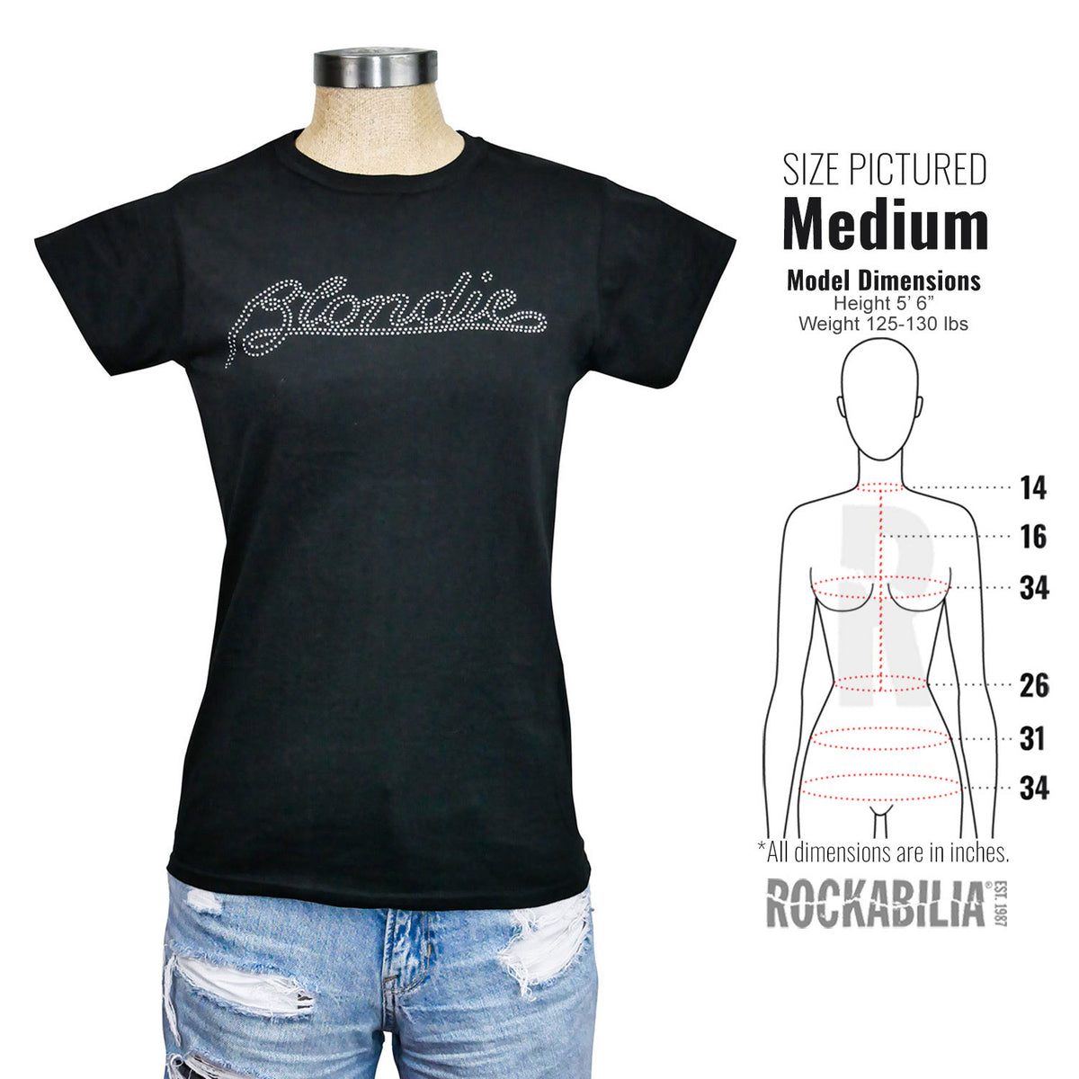 Blondie Logo (Diamante) Ladies T-Shirt Junior Top Alt 3