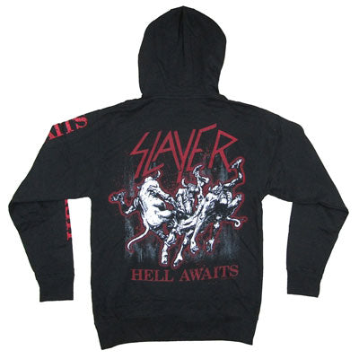 Slayer Hell Awaits Pull Over Hooded Fleece Hooded Sweatshirt Back