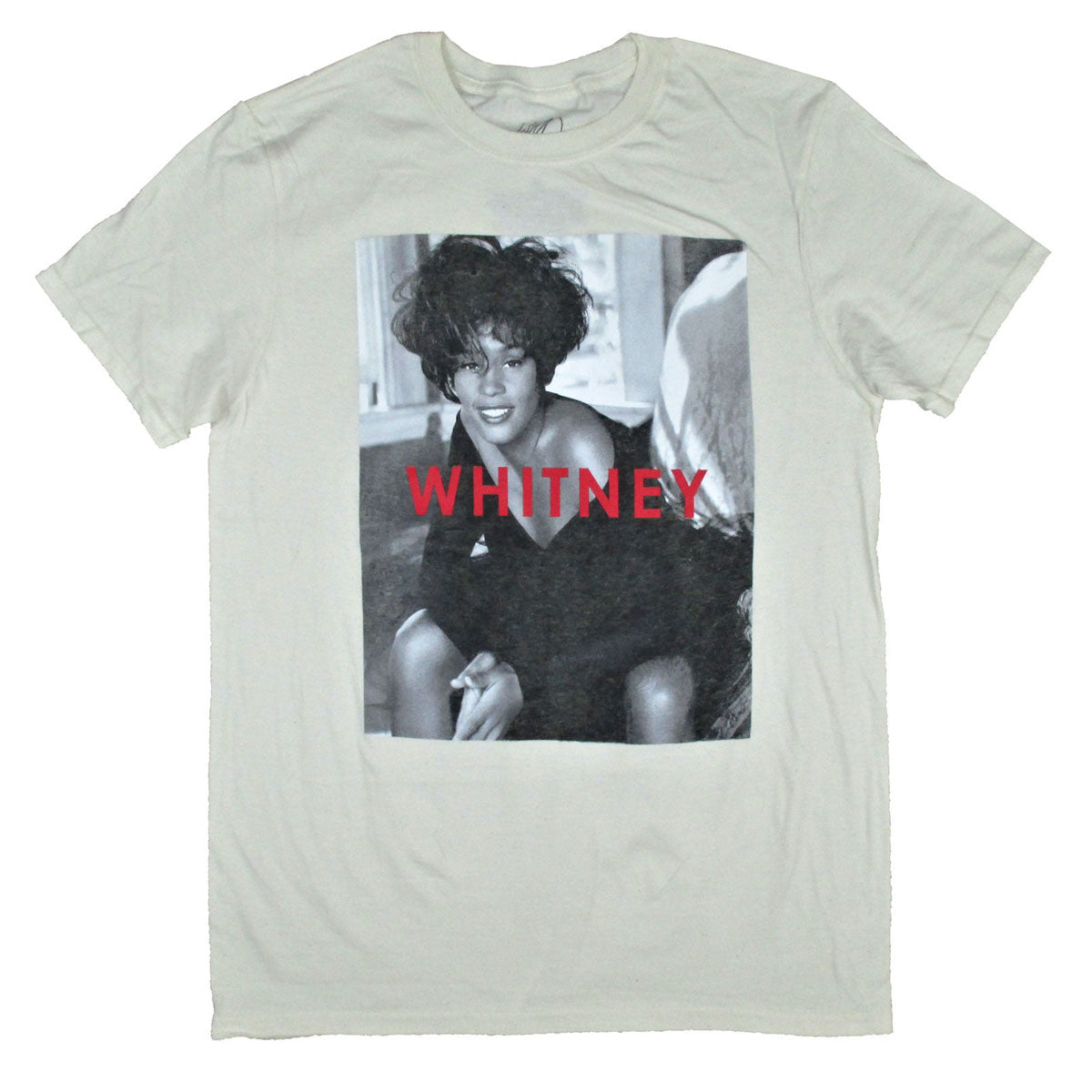 Whitney Houston Name on Cream Tee T-shirt Front