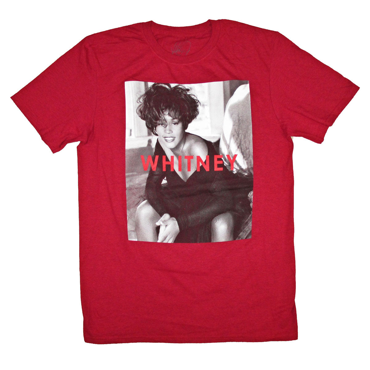 Whitney Houston Name on Dark Heather Red Tee T-shirt Front
