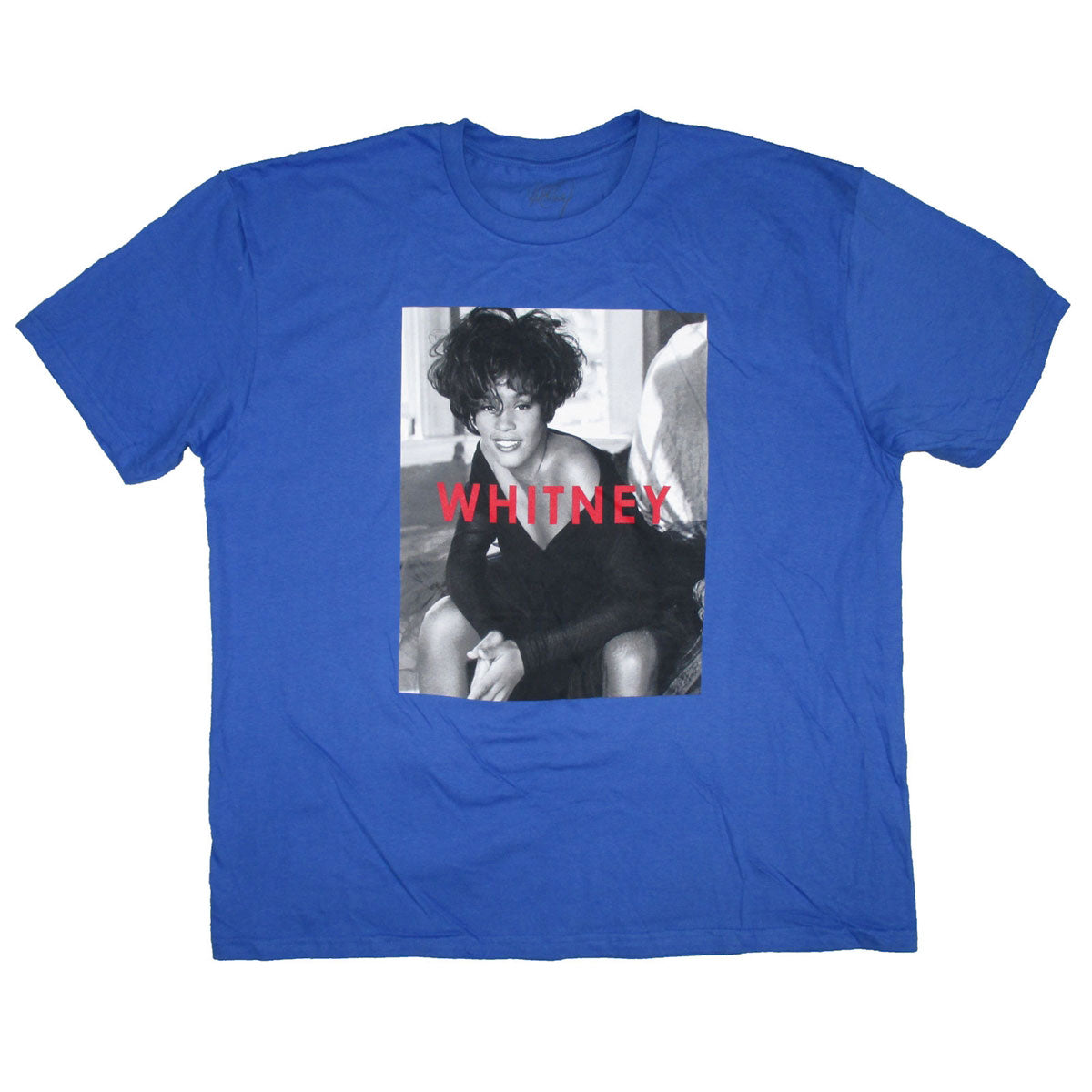 Whitney Houston Name on Royal Blue Tee T-shirt Front