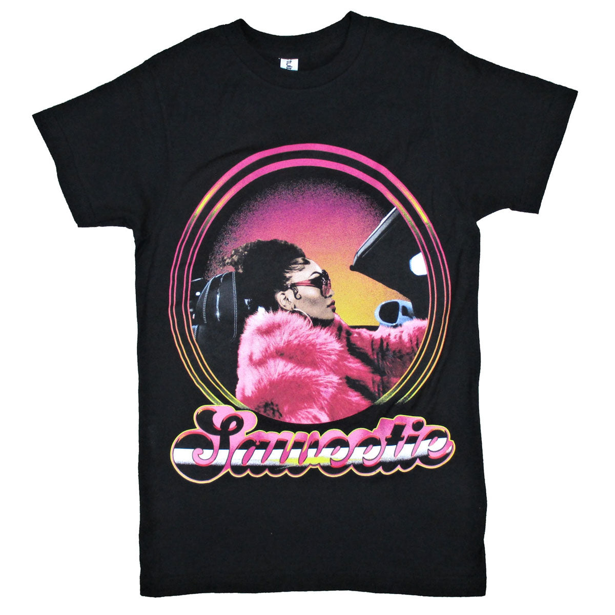 Saweetie Fur on Black Tee T-shirt Front
