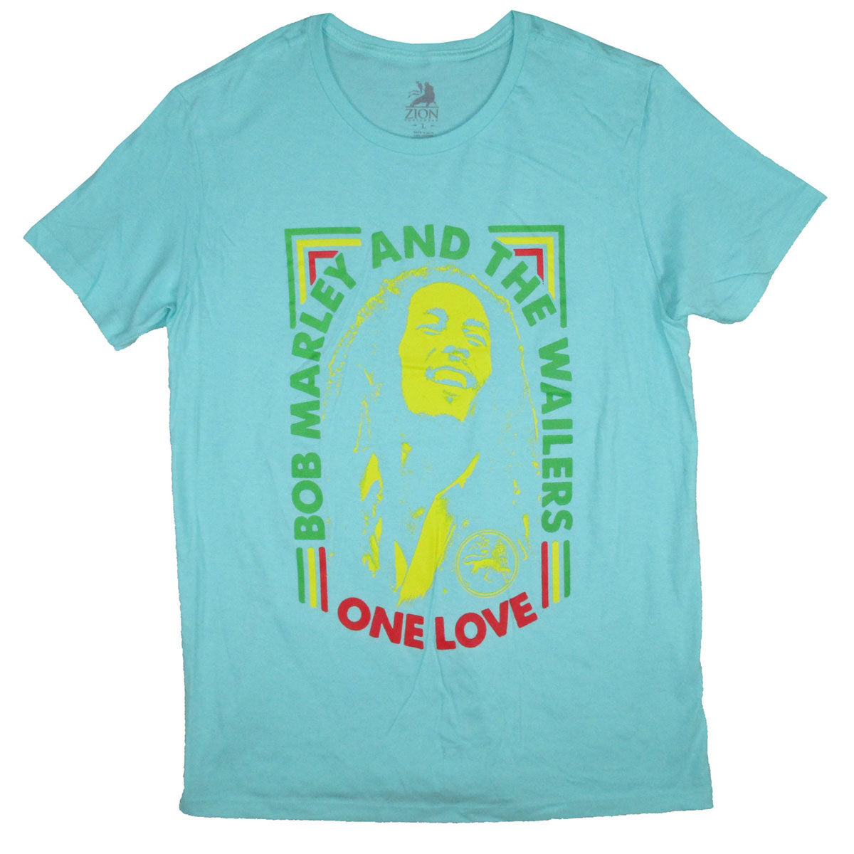 Bob Marley Yellow Face on Light Blue Tee T-shirt