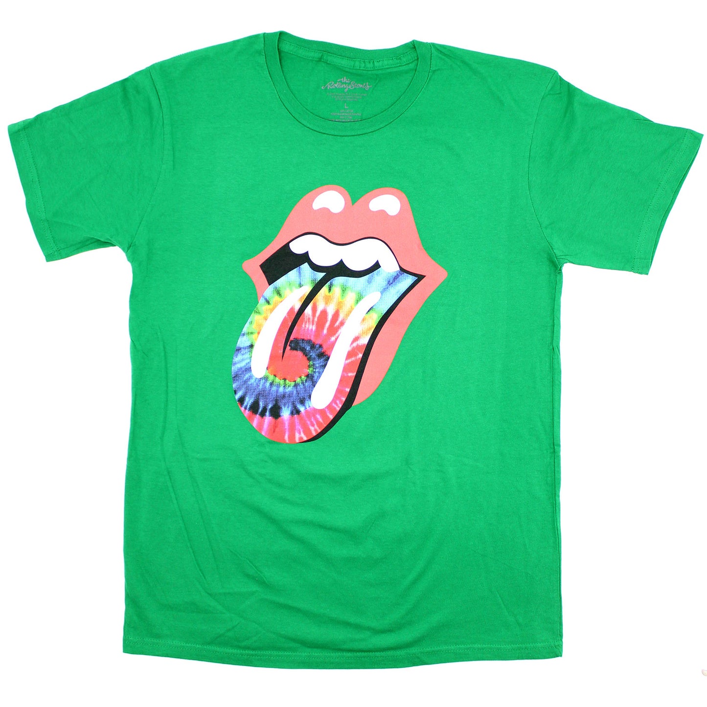 Rolling Stones Dyed Tongue on Green Tee T-shirt Front