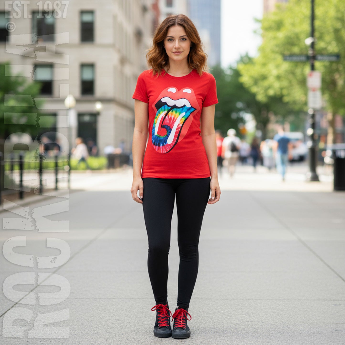Rolling Stones Dyed Tongue on Red Women's Tee Junior Top Alt 2