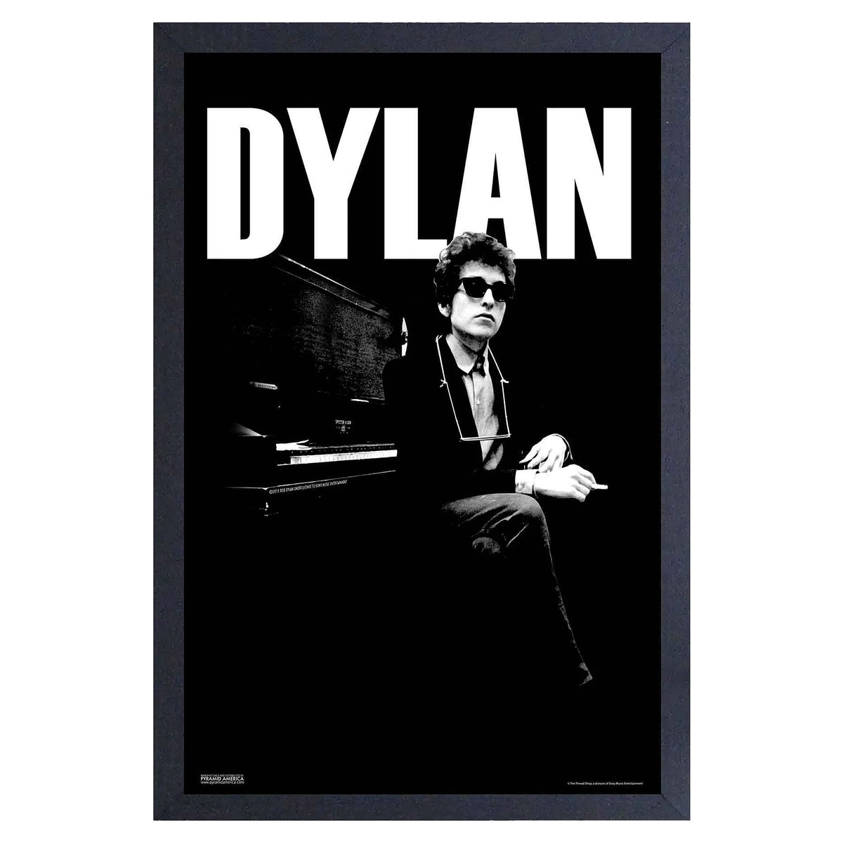 Bob Dylan Piano black Framed Wall Art Front