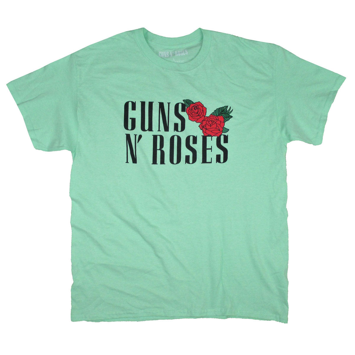 Guns N Roses Red Roses on Mint Green Tee T-shirt Front