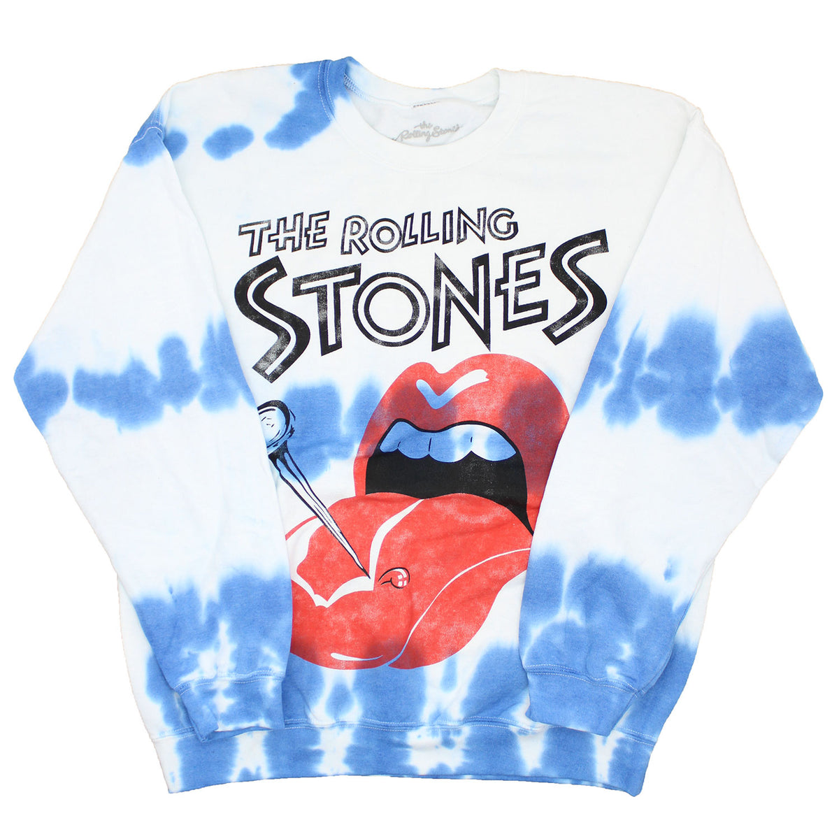 Rolling Stones Nail Tongue Tie Dye Crew Neck Fleece Sweatshirt Front