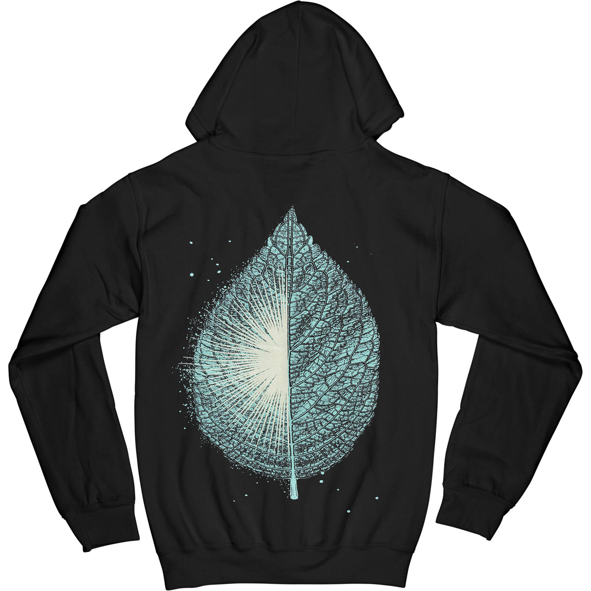 Hands Leaf Black Zippered Hooded Sweatshirt Back