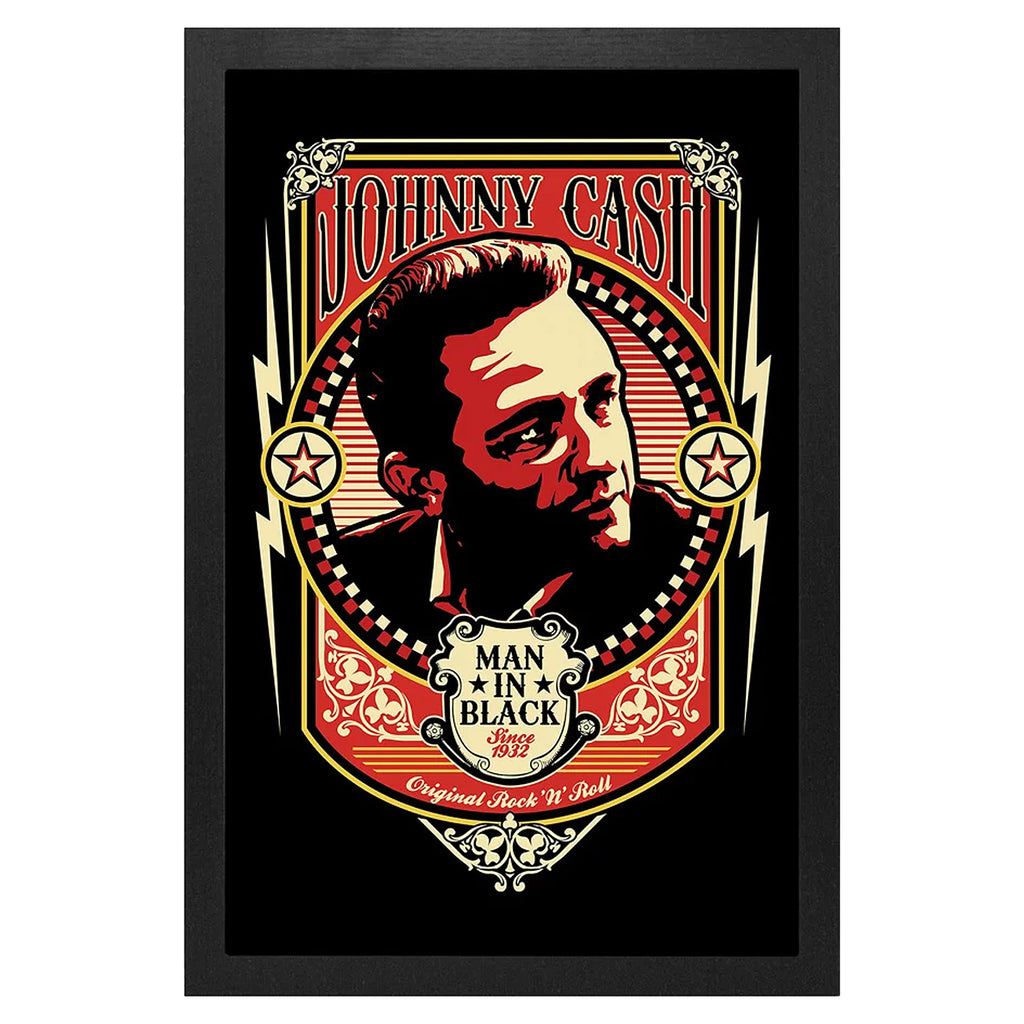 Johnny Cash Man in Black Since 1932 Framed Wall Art | Johnny Cash Merch ...