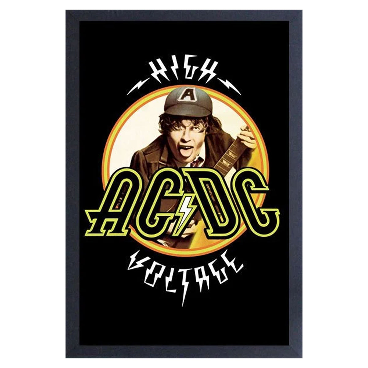 AC/DC High Voltage Badge Framed Wall Art Front
