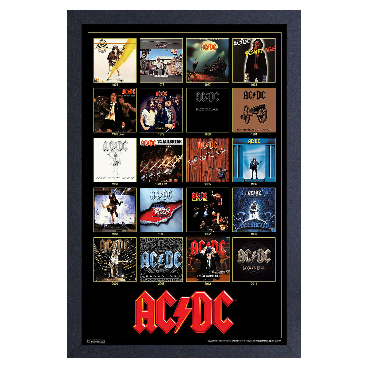 AC/DC Album Covers Framed Wall Art Front