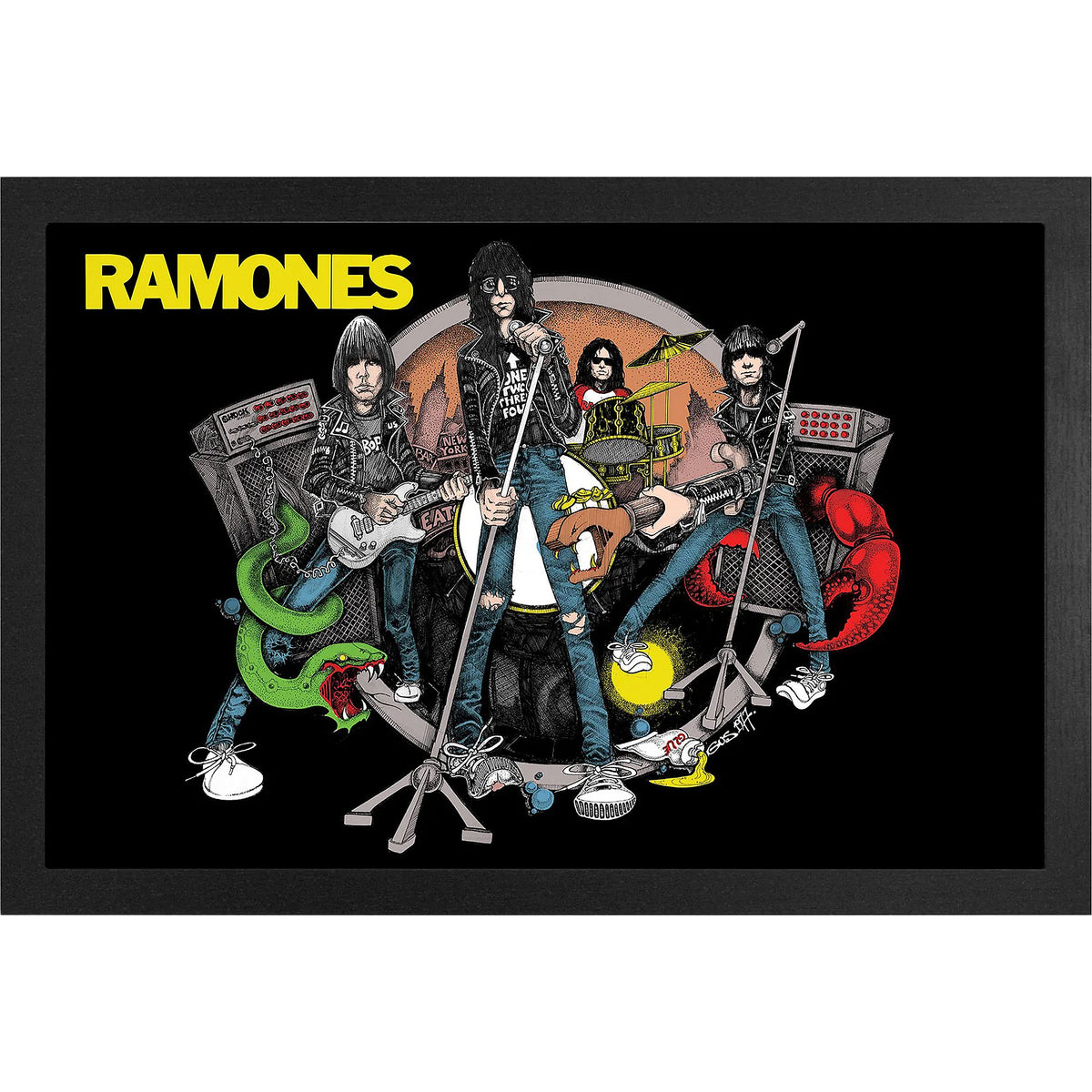 Ramones Band Sketch Framed Wall Art Front