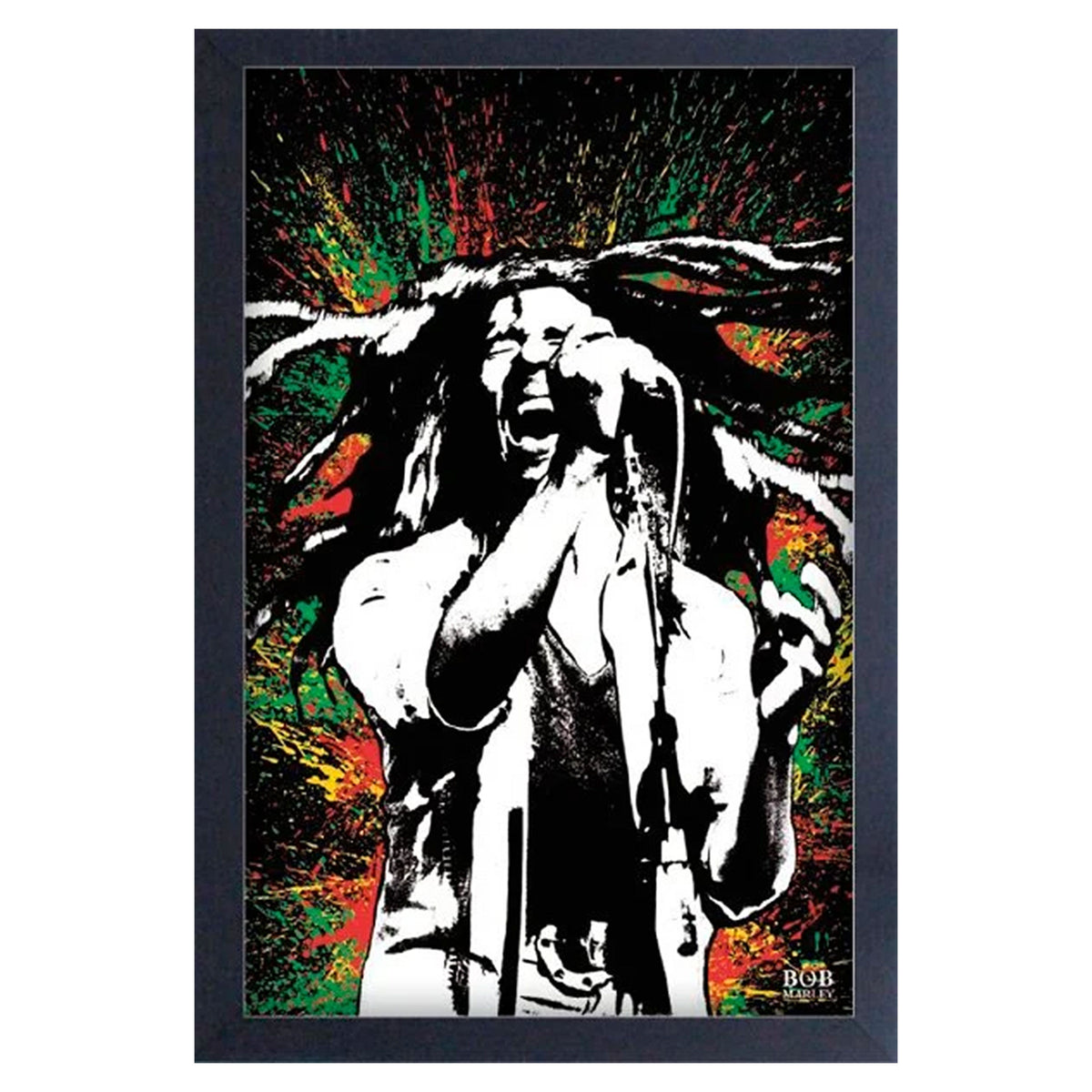 Bob Marley Paint Splash Framed Wall Art Front