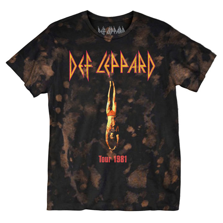Def Leppard Tour 81 Bleach Splatter T-shirt Front