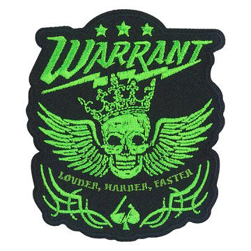 Warrant Green Skull Embroidered Patch Front