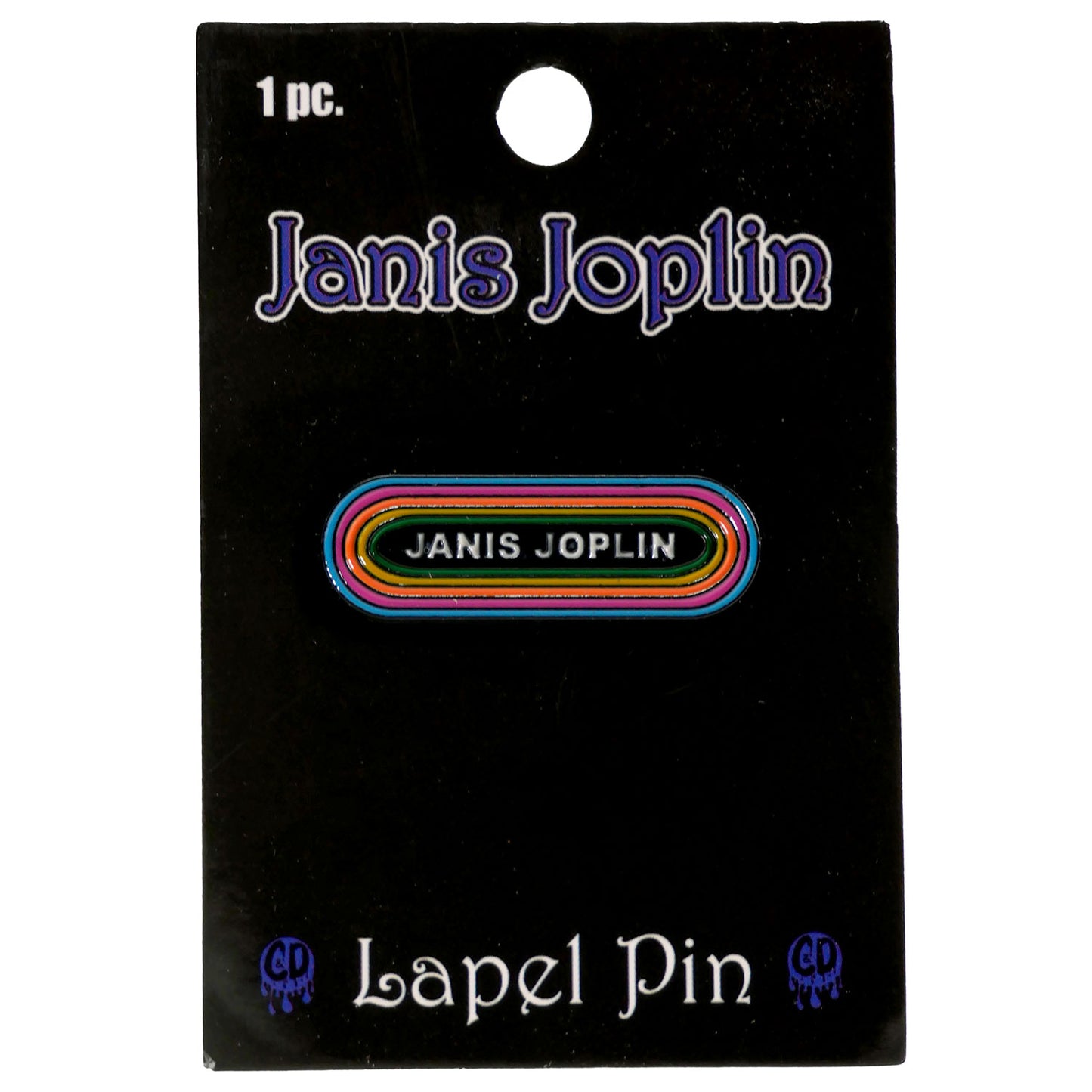Janis Joplin KMET Pewter Pin Badge Back