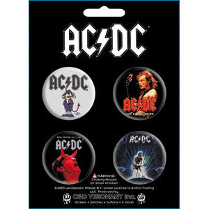 AC/DC Assorted Button Set Collector Items Front