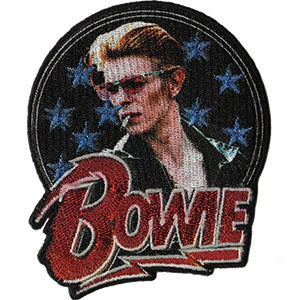 David Bowie Stars Glitter Embroidered Patch Front