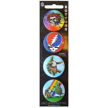 Grateful Dead 4 Piece Button Set Collector Items Front