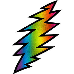 Grateful Dead Rainbow Lightning Bolt Glitter Sticker Front