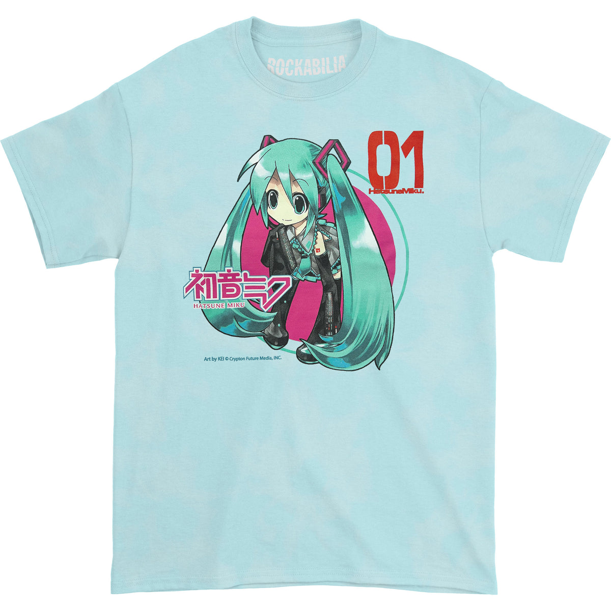 Hatsune Miku Light Blue Chibli Print Tee T-shirt Front