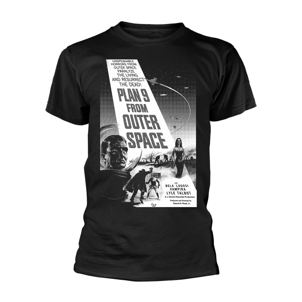 Plan 9 From Outer Space - Poster (black And White) T-shirt Front