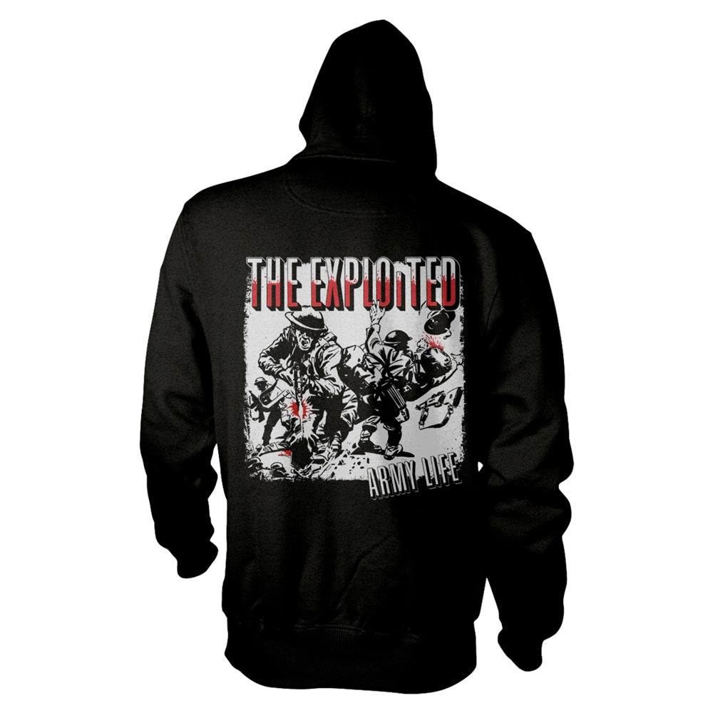 Exploited Army Life (black) Zippered Hooded Sweatshirt Back