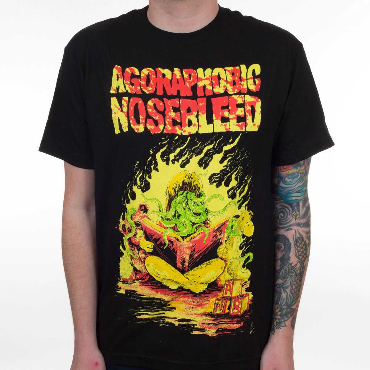 Agoraphobic Nosebleed Octo Book T-shirt Front