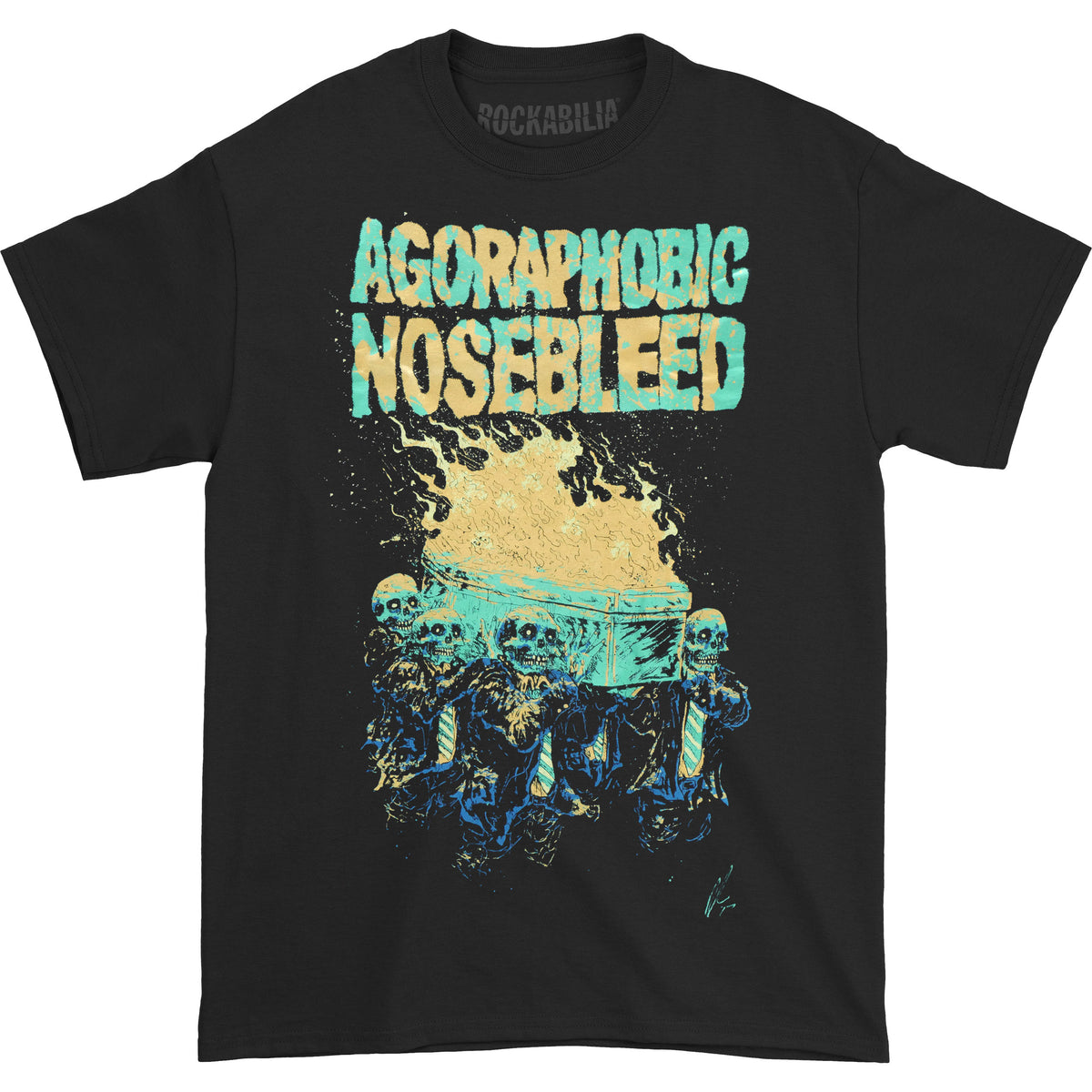 Agoraphobic Nosebleed Burning Coffin T-shirt Front