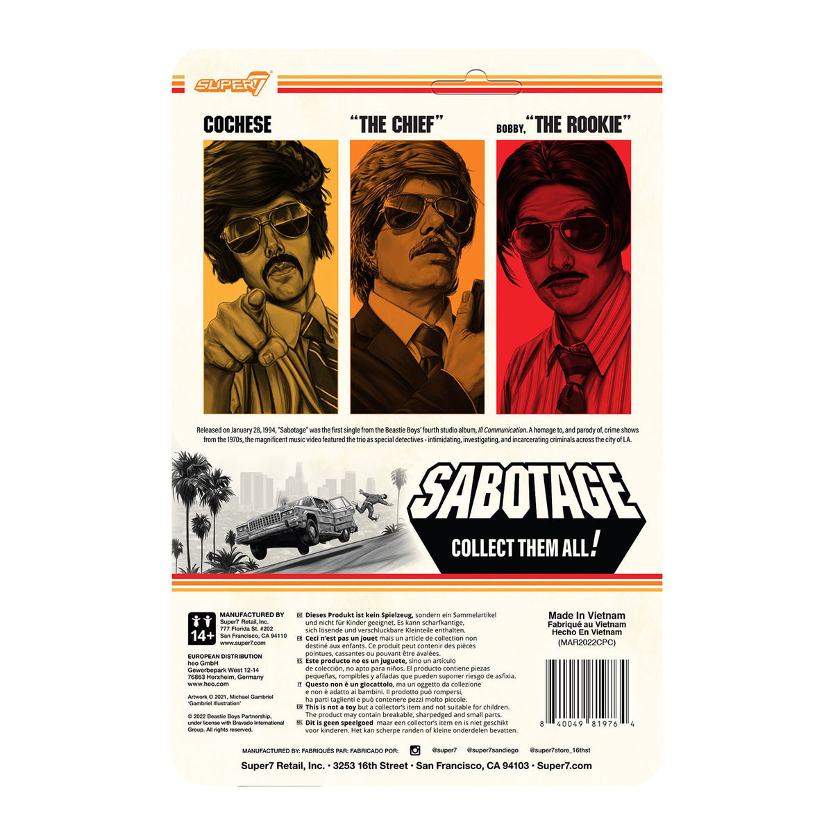 Beastie Boys Super7 Sabotage Nathan Wind 3.75" ReAction Figure Action Figure Back