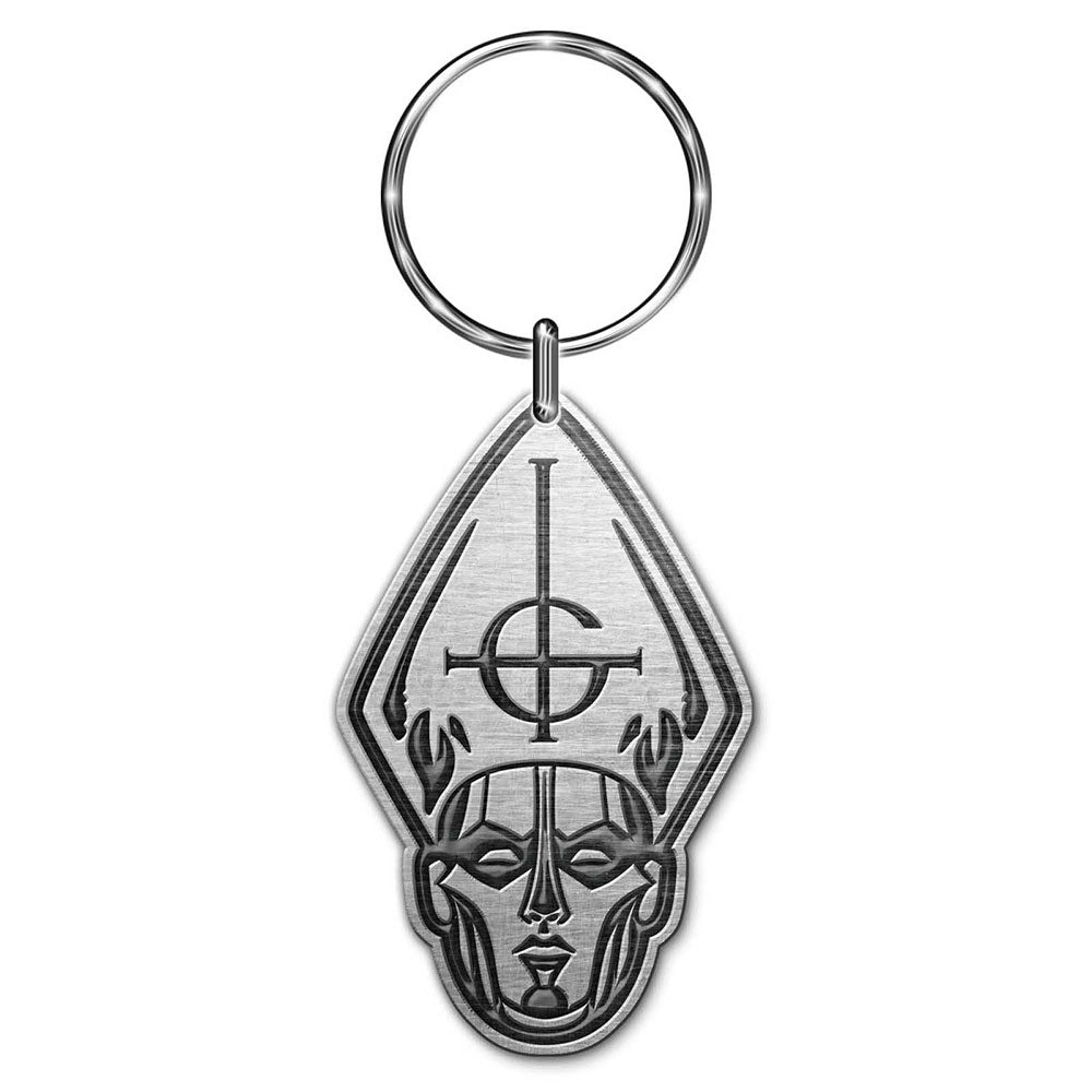 Ghost Papa Head Metal Key Chain Front