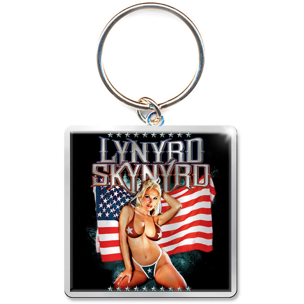 Lynyrd Skynyrd American Flag Metal Key Chain Front