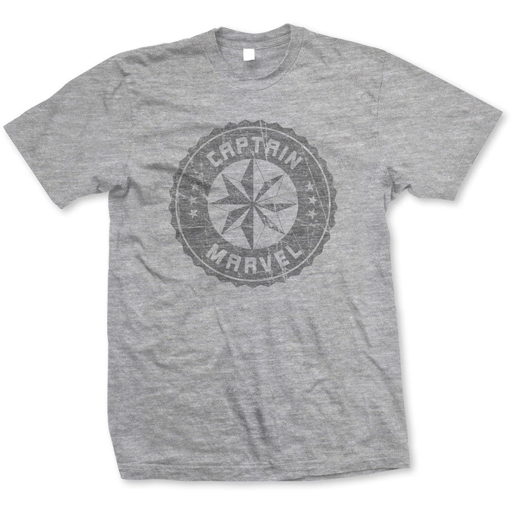 Marvel Comics Captain Marvel Grey Circle T-shirt Front