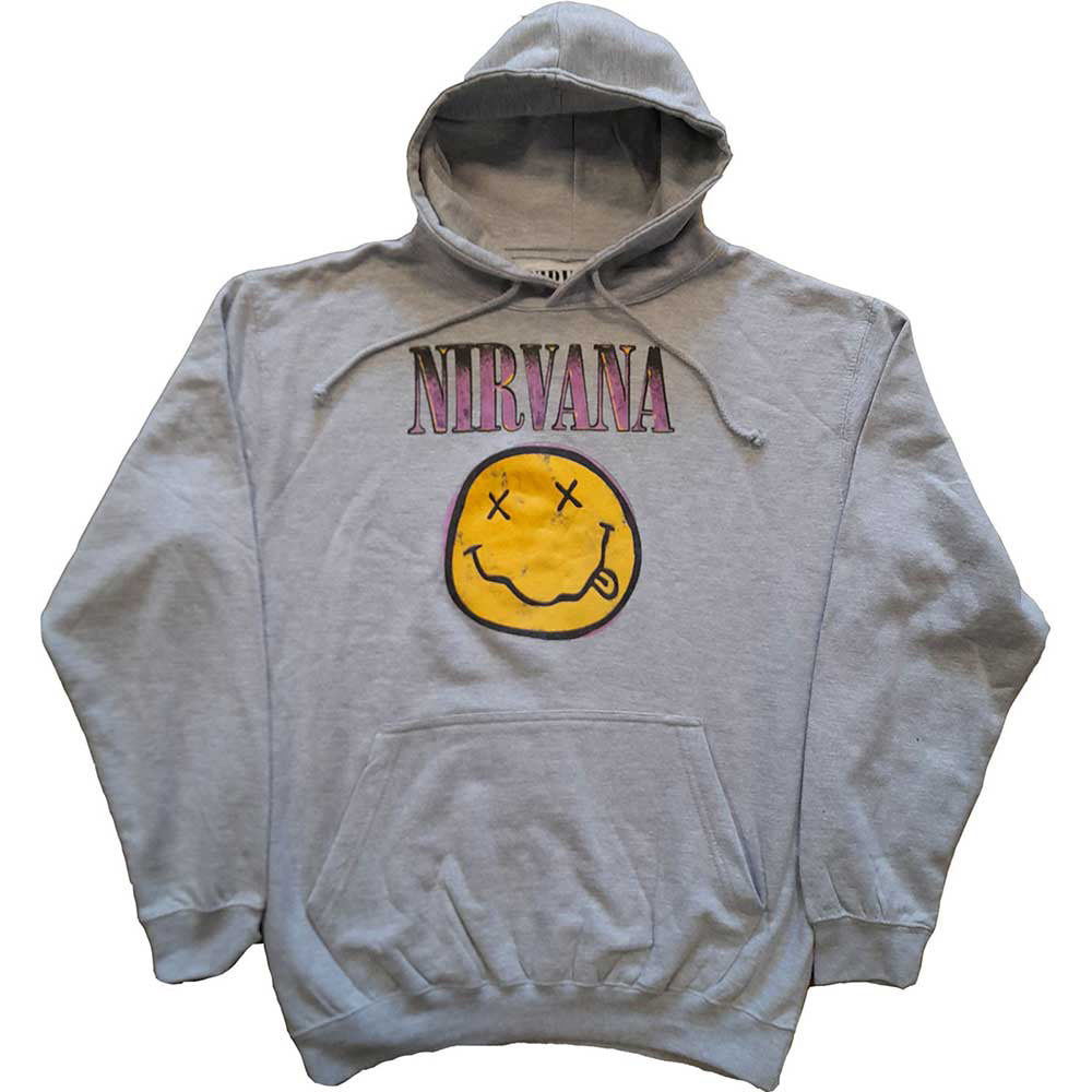 Nirvana Xerox Smiley Pink Hooded Sweatshirt Front