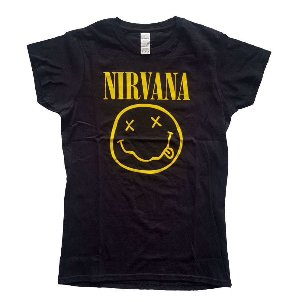 Nirvana Yellow Smile Face Logo Junior Top Front